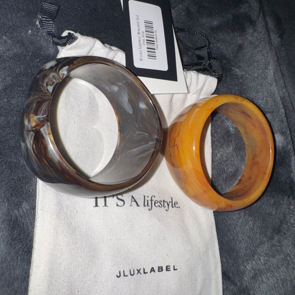 Brand New JLuxlabel Amber Tortoise Shell Bracelet Set - Picture 3 of 5